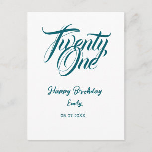 21. Geburtstag Name Datum Jahr blau Vorlage thi Postkarte