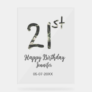 21. Geburtstag Name Datum Jahr schwarze Vorlage ge Acrylschild