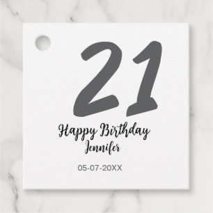 21. Geburtstag Name Datum Jahr schwarze Vorlage ge Geschenkanhänger
