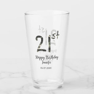 21. Geburtstag Name Datum Jahr schwarze Vorlage ge Glas