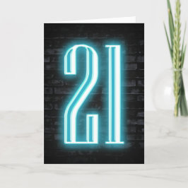 21. Geburtstag Neon Sign auf Brick Karte