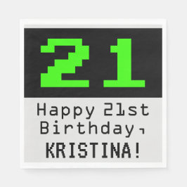 21. Geburtstag - Nerdy / Geeky Style "21" & Name Serviette