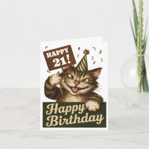 21. Geburtstag niedliche lustige Katze Vintag Karte