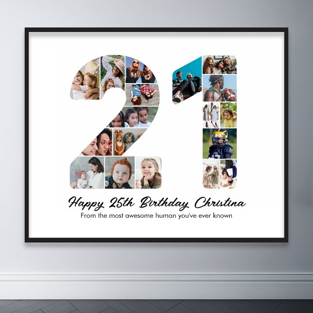 21. Geburtstag Nr. 21 Foto Collage Jahrestag Poster (21st birthday number 21 photo collage)