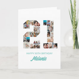 21. Geburtstag Nr. 21 FotoCollage Personalisiert Karte