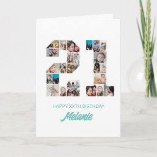 21. Geburtstag Nr. 21 FotoCollage Personalisiert Karte