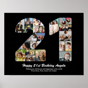 21. Geburtstag Nummer 21 Foto-Collage Geschenk Poster