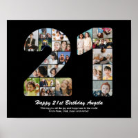 21. Geburtstag Nummer 21 Fotocollage Geschenk