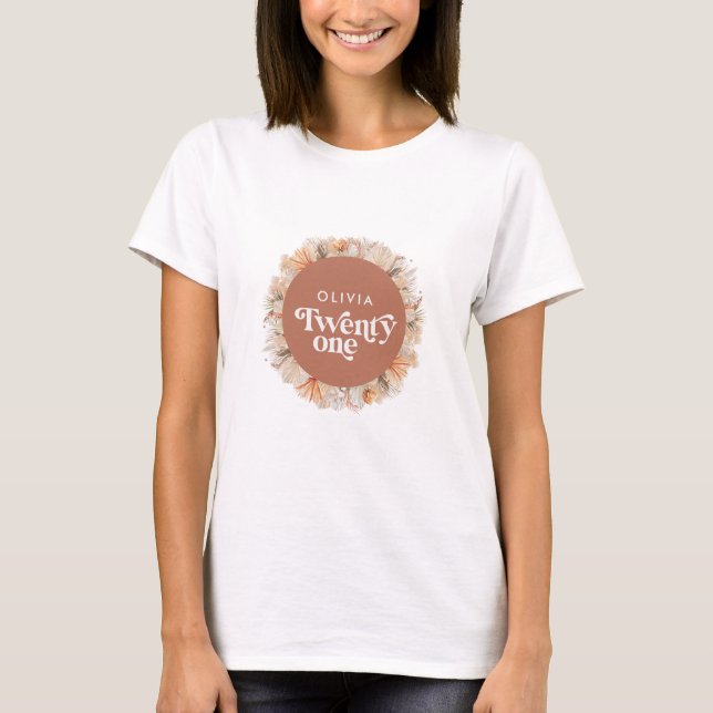 21. Geburtstag Pampas Gras Terracotta botanisch T-Shirt (Vorderseite)