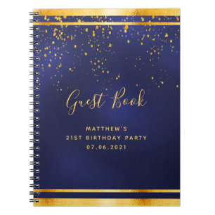 21. Geburtstag Party 21 dunkelblaues Gästebuch Notizblock