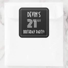 21. Geburtstag Party: Art Deco Stil & Individuelle Quadratischer Aufkleber