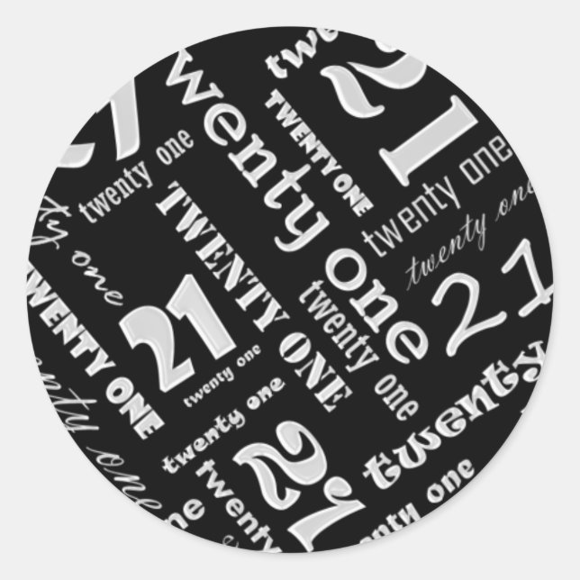 21. Geburtstag Party Aufkleber (Vorderseite)