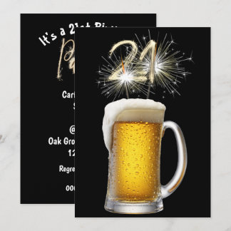 21. Geburtstag Party Bier und Sparkler Einladung
