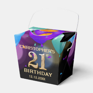 21. Geburtstag Party Black and Gold Balloons Geschenkschachtel