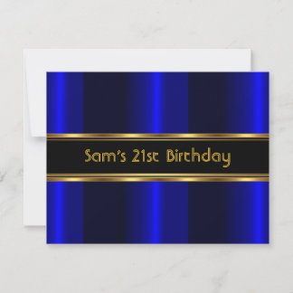 21. Geburtstag Party Black Cobalt Blue Gold Mans Einladung