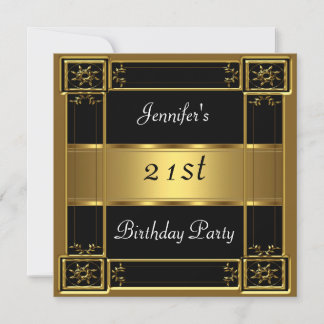 21. Geburtstag Party Black Gold Einladung