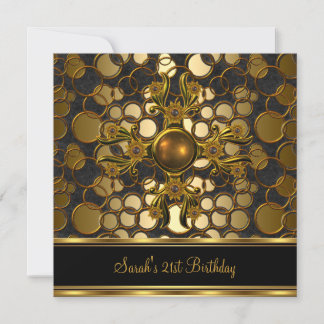 21. Geburtstag Party Black Gold Verziert Jewel Einladung