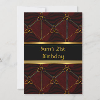 21. Geburtstag Party Black Leather Gold Mans Mens Einladung