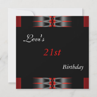 21. Geburtstag Party Black Red Invite Mens Einladung