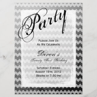 21. Geburtstag Party Black Zickzack Grunge Einladu Einladung