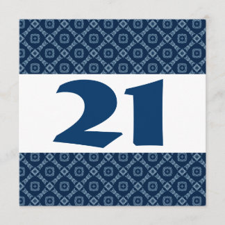21. Geburtstag Party Blue Diamonds and Squares W91 Einladung