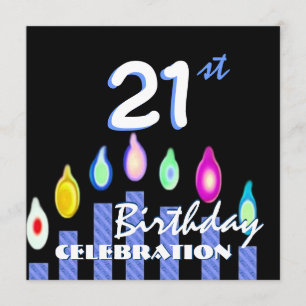 21. Geburtstag Party Blue Stripe Kerzen Gerecycelt Einladung