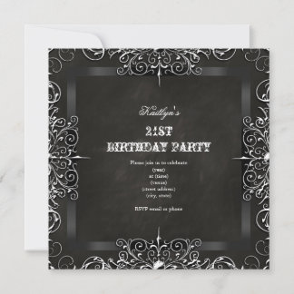 21. Geburtstag Party Chalkboard Black Antique Einladung