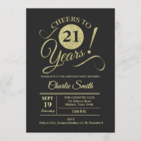 21. Geburtstag Party - Chalkboard Gold