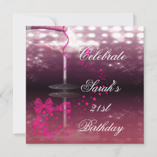21. Geburtstag Party Champagne Glass Bow Einladung