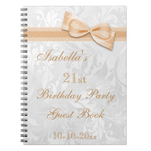 21. Geburtstag Party Damask and Bow Notizblock