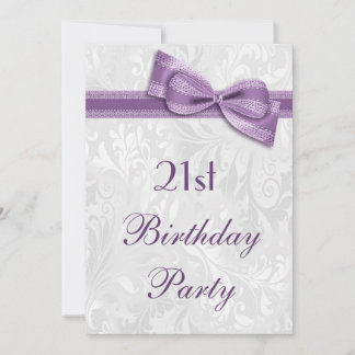21. Geburtstag Party Damask and Imitats Bow Einladung