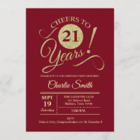 21. Geburtstag Party - Dunkelrot
