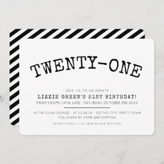 21. Geburtstag Party einfach, modern, minimalschwa Einladung