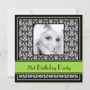 21. Geburtstag Party Einladungen Damask Limon