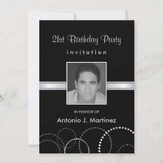 21. Geburtstag Party Foto Einladungen - Silber