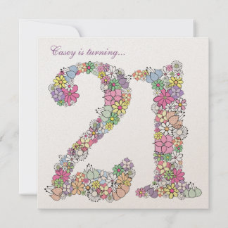21. Geburtstag Party Frühjahr Blüte individuelle E Einladung