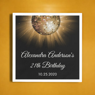 21. Geburtstag Party Gold Disco Ball Serviette