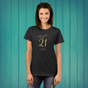 21. Geburtstag Party Gold Script Black T-Shirt