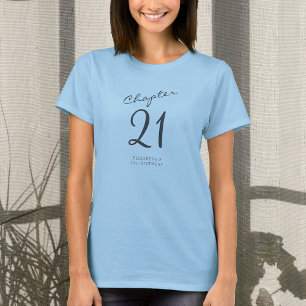 21. Geburtstag Party Grau-Script blau T-Shirt
