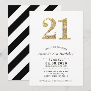 21. GEBURTSTAG PARTY INVITE Moderner Glitzer Einladung