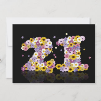 21. Geburtstag Party, mit Blumenbriefen Einladung