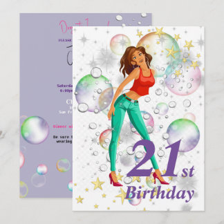 21. Geburtstag Party Niedlich Girl Meme Bubbles St Einladung
