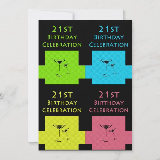 21. Geburtstag Party Personalisierte Einladung (Vorderseite)