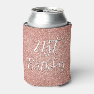 21. Geburtstag Party Rose Gold Blush Pink Glitzer Dosenkühler