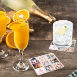 21. Geburtstag Party, Rose Gold rot Rosa Foto Rechteckiger Pappuntersetzer<br><div class="desc">Ein Untersetzer für ein 21. Party, das ihr Leben mit einer Collage von 8 Ihrer Fotos feiert. Personalisieren und fügen Sie einen Namen, Alter 21 und ein Datum. Geburtsdatum oder Geburtsdatum des Party. Die goldfarbenen Buchstaben in Weiß und Dunkel Rose. Elegante und trendige Rose Gold, rot-rosa Hintergrundfarbe. Der Text: Recht...</div>