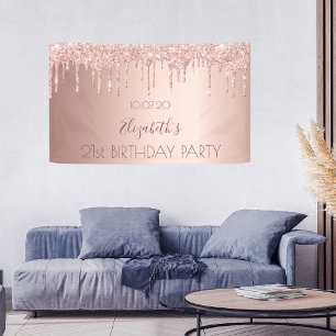 21. Geburtstag Party Rose Gold Tropfen Banner
