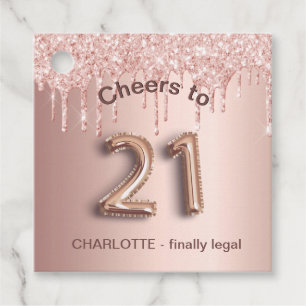 21. Geburtstag Party Rose Gold Tropfen jubeln Geschenkanhänger