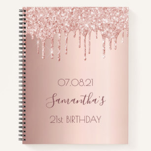 21. Geburtstag Party Rose Gold Tropfen Notizbuch