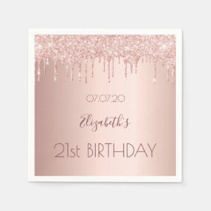 21. Geburtstag Party Rose Gold Tropfen Serviette