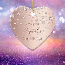 21. Geburtstag Party Rose Golddiamanten Name Keramik Ornament